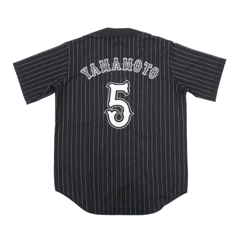 Y-3 直條紋刺繡Logo男生短袖棒球上衣(KS7640-黑)-4