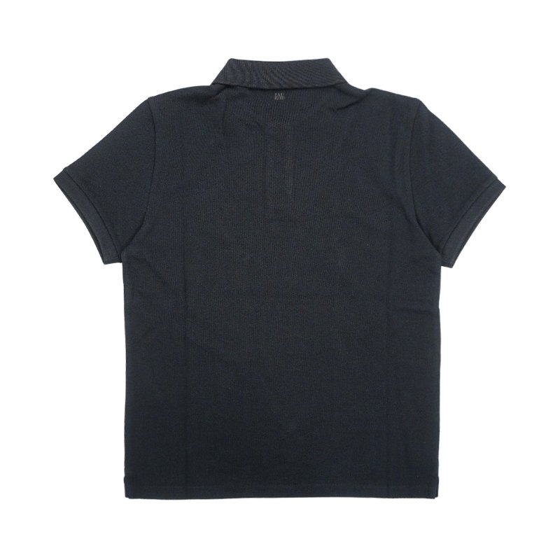 Ami 刺繡白Logo男生短袖Polo上衣(黑)-3