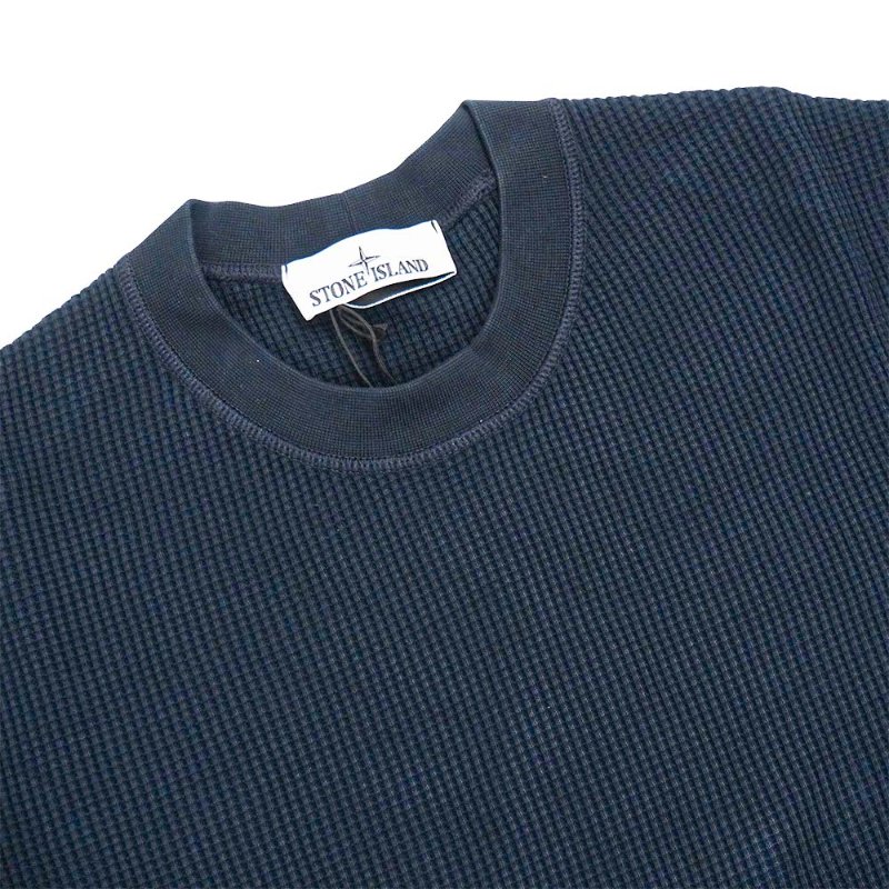 Stone Island 華夫格絨面男生長袖上衣(海軍藍)-1