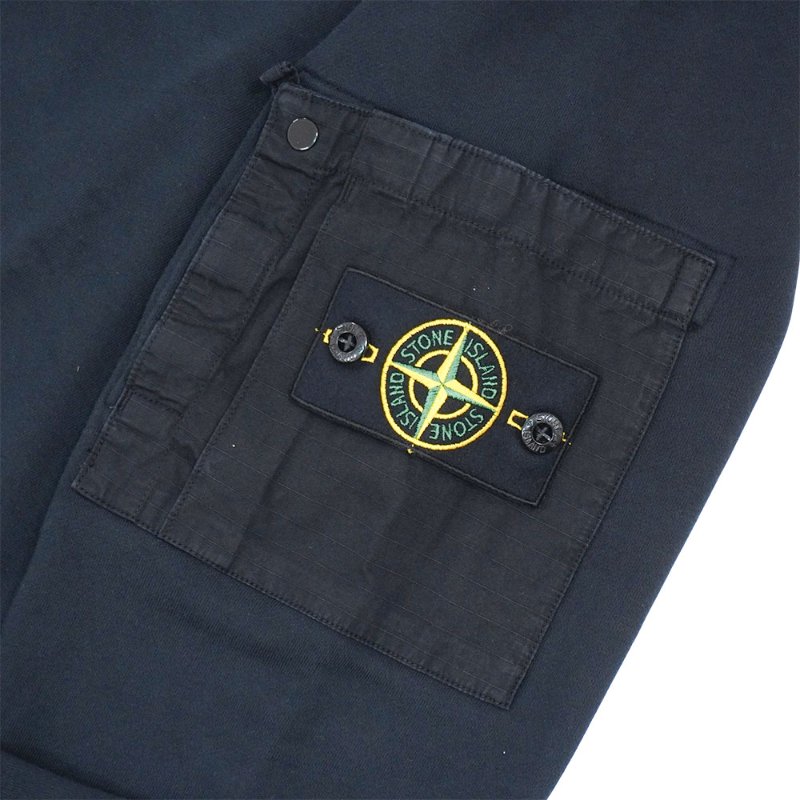 Stone Island 棉絨刺繡臂章男生長袖上衣(海軍藍)-3