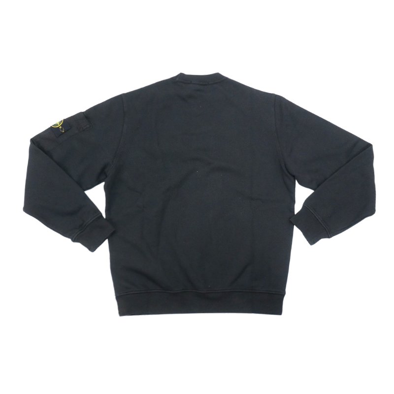 Stone Island 棉絨刺繡臂章男生長袖上衣(黑)-4