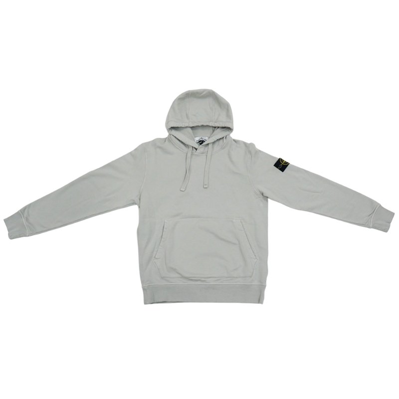 Stone Island 棉質刺繡臂章男生連帽長袖上衣(珍珠灰)-0