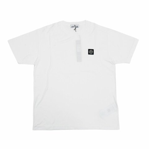 Stone Island 十字品牌黑標男生短袖上衣(白)