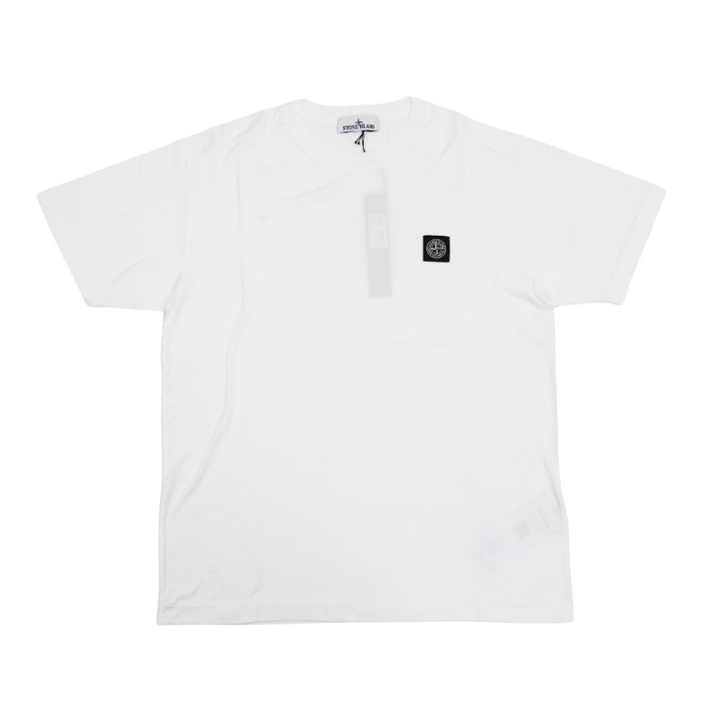 Stone Island 十字品牌黑標男生短袖上衣(白)-0