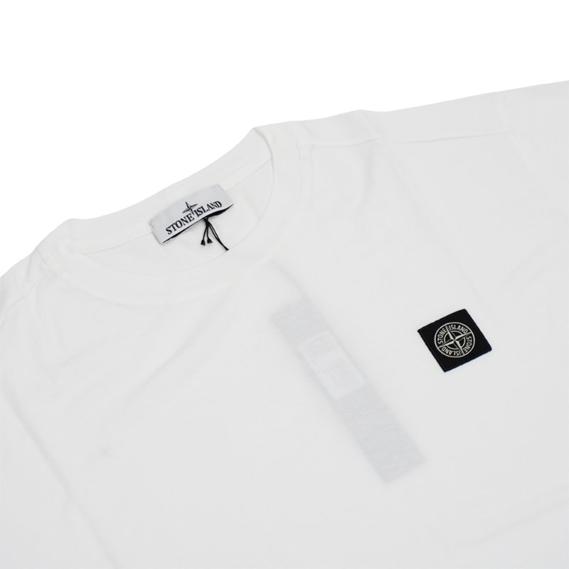 Stone Island 十字品牌黑標男生短袖上衣(白)-1