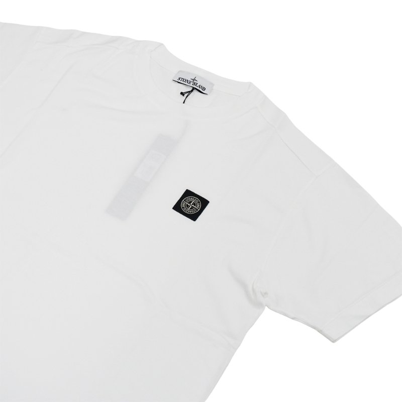 Stone Island 十字品牌黑標男生短袖上衣(白)-2