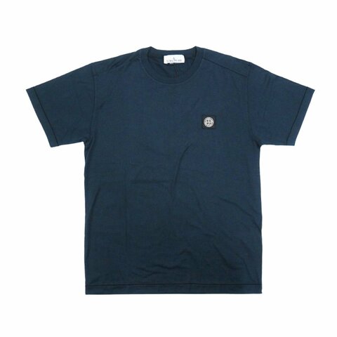 Stone Island 十字品牌黑標男生短袖上衣(海軍藍)