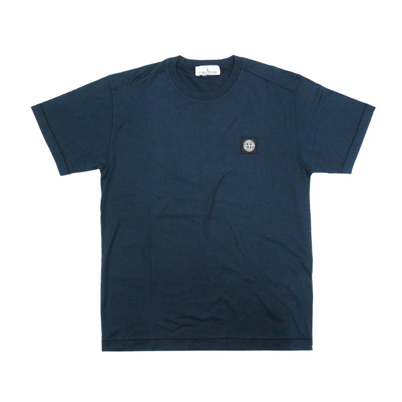 Stone Island 十字品牌黑標男生短袖上衣(海軍藍)-0