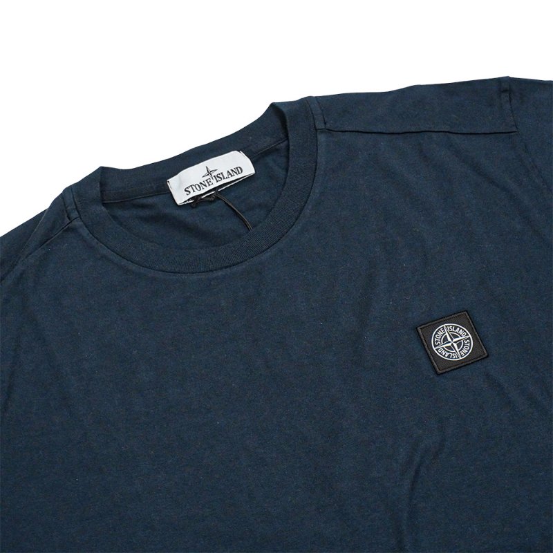 Stone Island 十字品牌黑標男生短袖上衣(海軍藍)-1