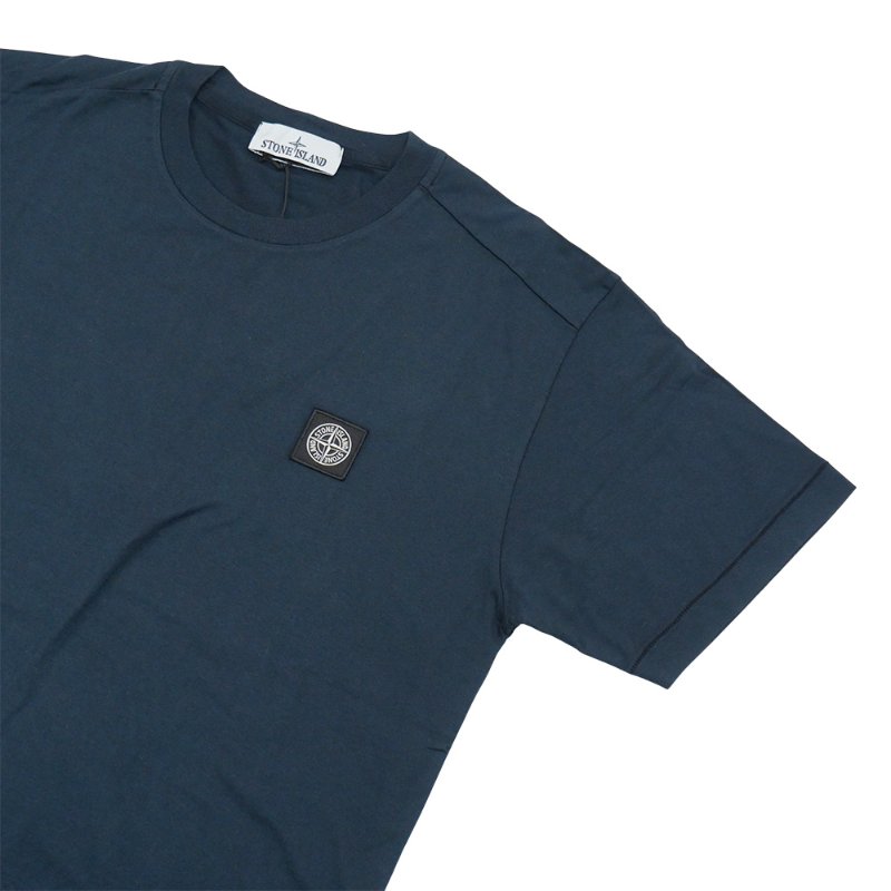 Stone Island 十字品牌黑標男生短袖上衣(海軍藍)-2
