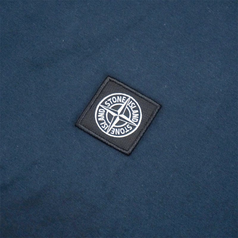 Stone Island 十字品牌黑標男生短袖上衣(海軍藍)-3