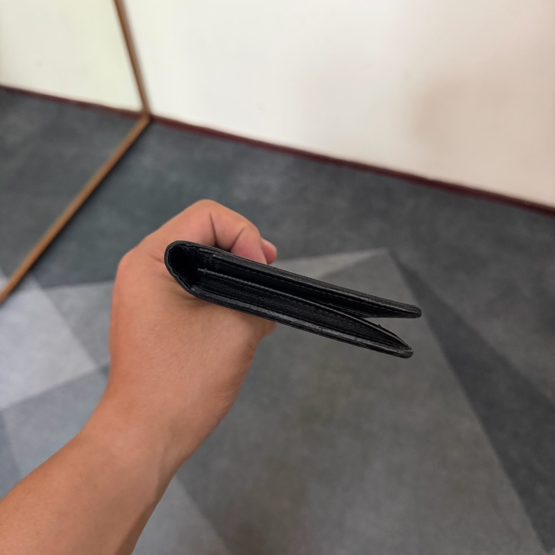 Lv經典黑棋盤格對開長夾-4