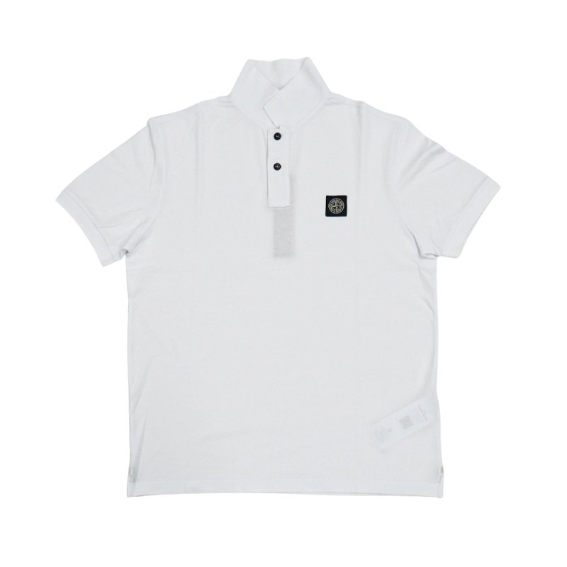 Stone Island 十字品牌黑標男生短袖Polo上衣(白)-0