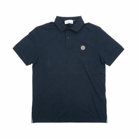 Stone Island 十字品牌黑標男生短袖Polo上衣(海軍藍)