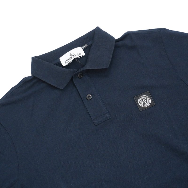 Stone Island 十字品牌黑標男生短袖Polo上衣(海軍藍)-1
