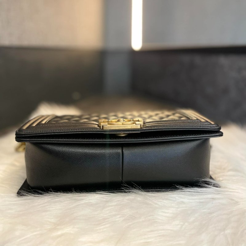 CHANEL 牛皮金釦 BOY25鏈包 黑色-3