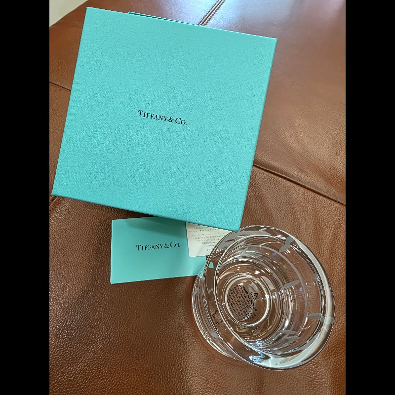 真品 Tiffany & Co. 蒂芬妮 現代竹飾蠟燭水晶皿 Kiriko Crystal Clear 全新品-1