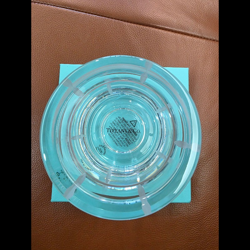 真品 Tiffany & Co. 蒂芬妮 現代竹飾蠟燭水晶皿 Kiriko Crystal Clear 全新品-4