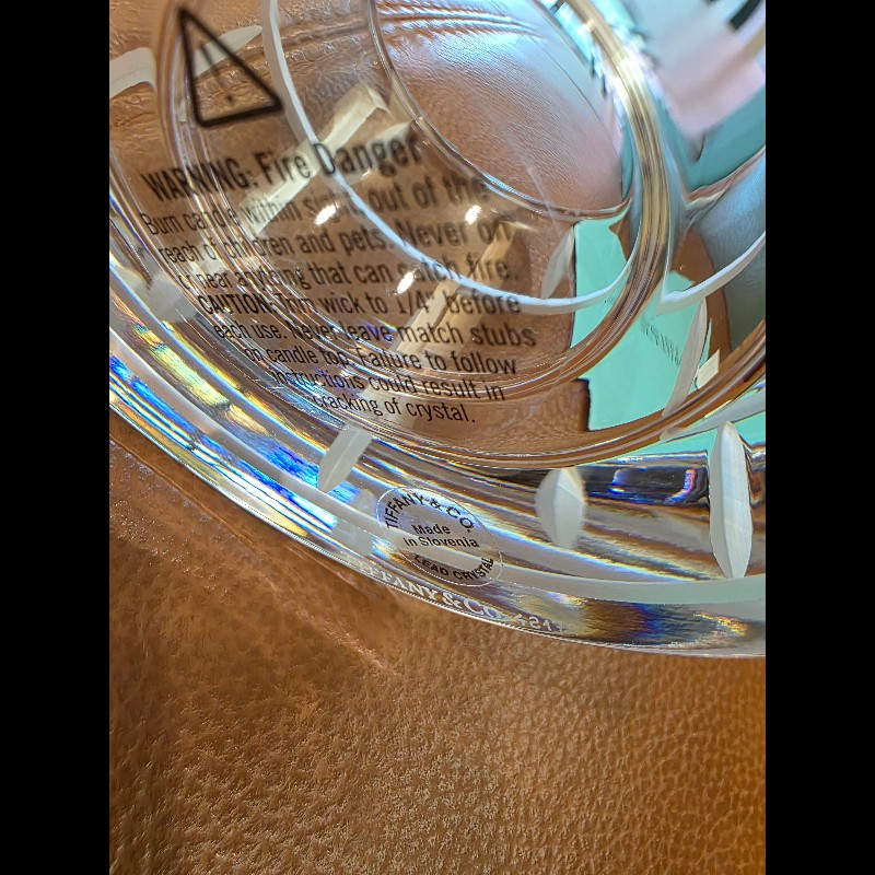 真品 Tiffany & Co. 蒂芬妮 現代竹飾蠟燭水晶皿 Kiriko Crystal Clear 全新品-7
