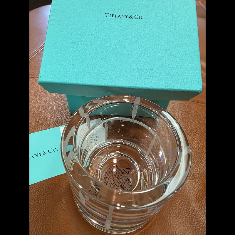 真品 Tiffany & Co. 蒂芬妮 現代竹飾蠟燭水晶皿 Kiriko Crystal Clear 全新品-10