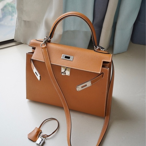 Hermes kelly 28 金棕銀扣 epsom 外縫