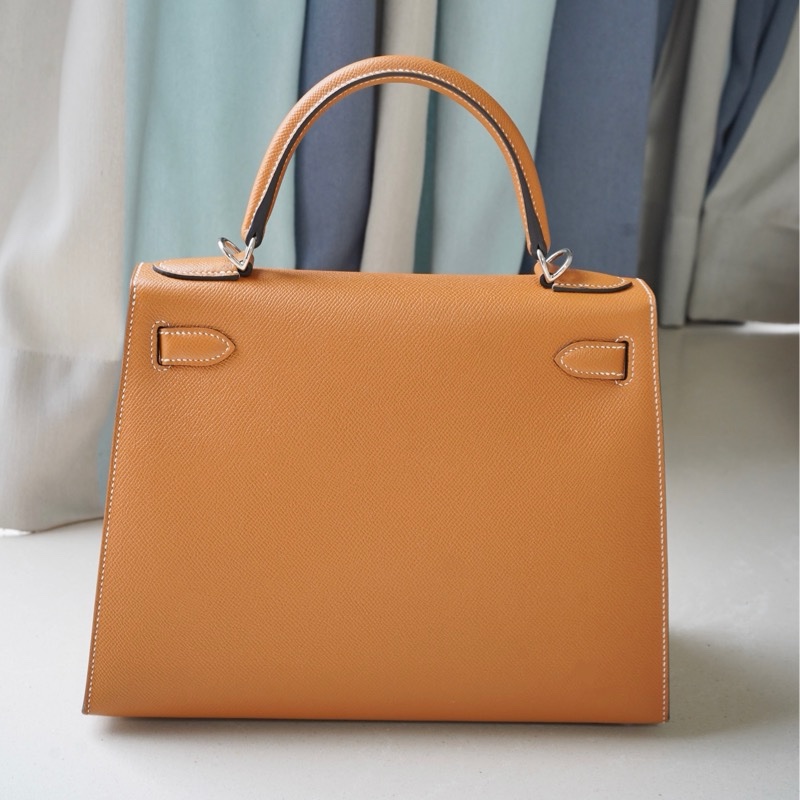 Hermes kelly 28 金棕銀扣 epsom 外縫-4