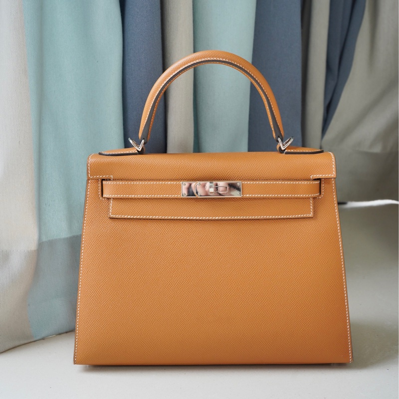 Hermes kelly 28 金棕銀扣 epsom 外縫-5