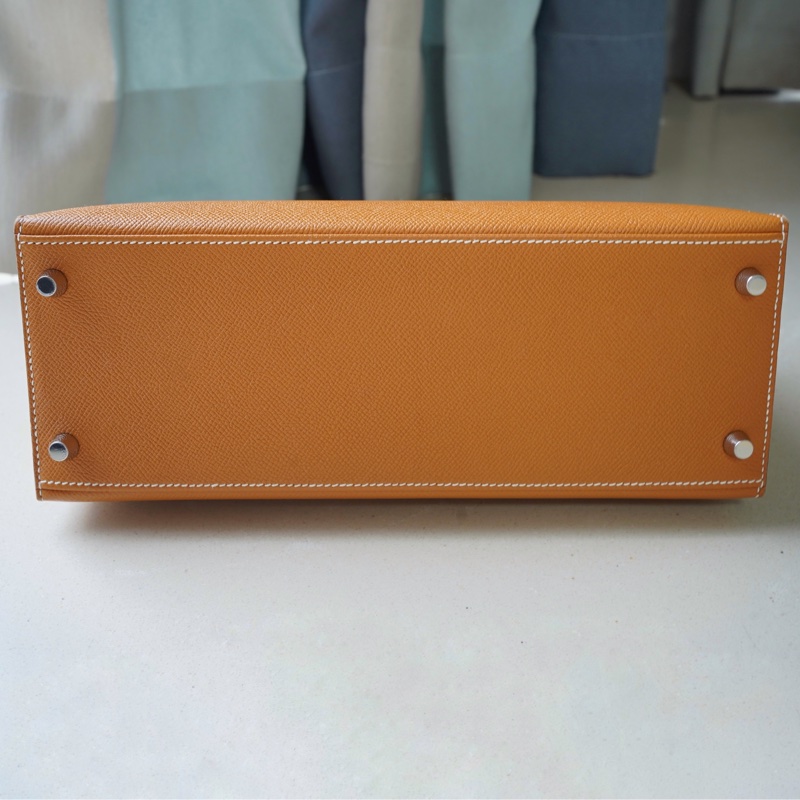 Hermes kelly 28 金棕銀扣 epsom 外縫-7