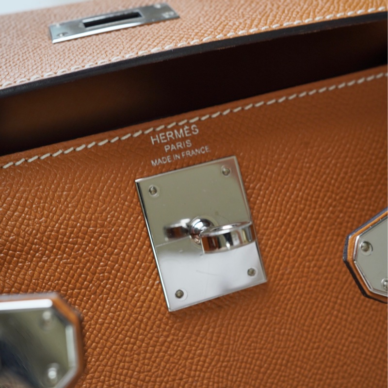 Hermes kelly 28 金棕銀扣 epsom 外縫-9