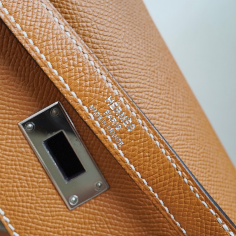 Hermes kelly 28 金棕銀扣 epsom 外縫-16