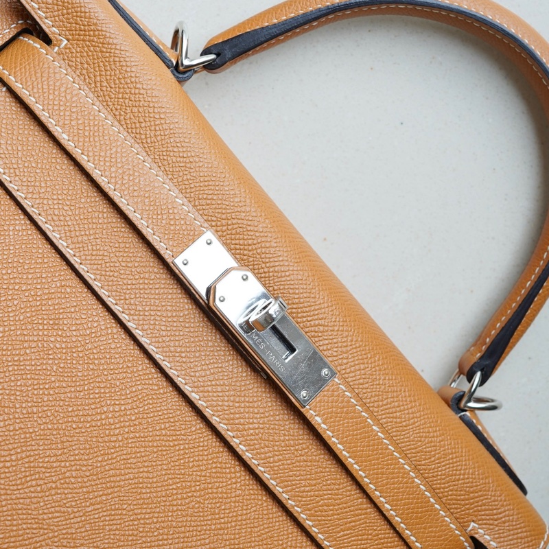 Hermes kelly 28 金棕銀扣 epsom 外縫-17