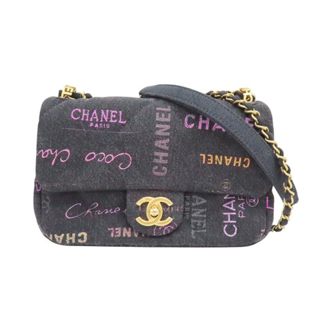 黑色 丹寧 Mood Flap 肩背包【CHANEL 香奈兒】 AS3134