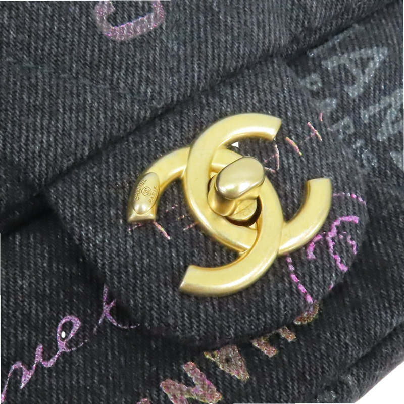黑色 丹寧 Mood Flap 肩背包【CHANEL 香奈兒】 AS3134-6