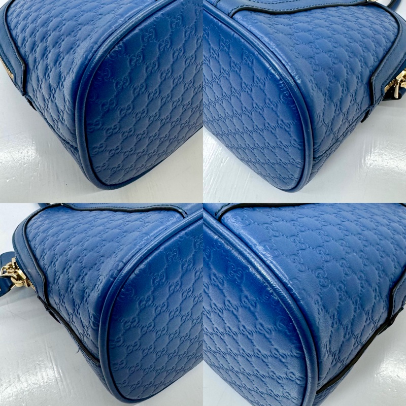 GUCCI 古馳 MicroGuccissima 壓紋皮革貝殼兩用包 藍色-4