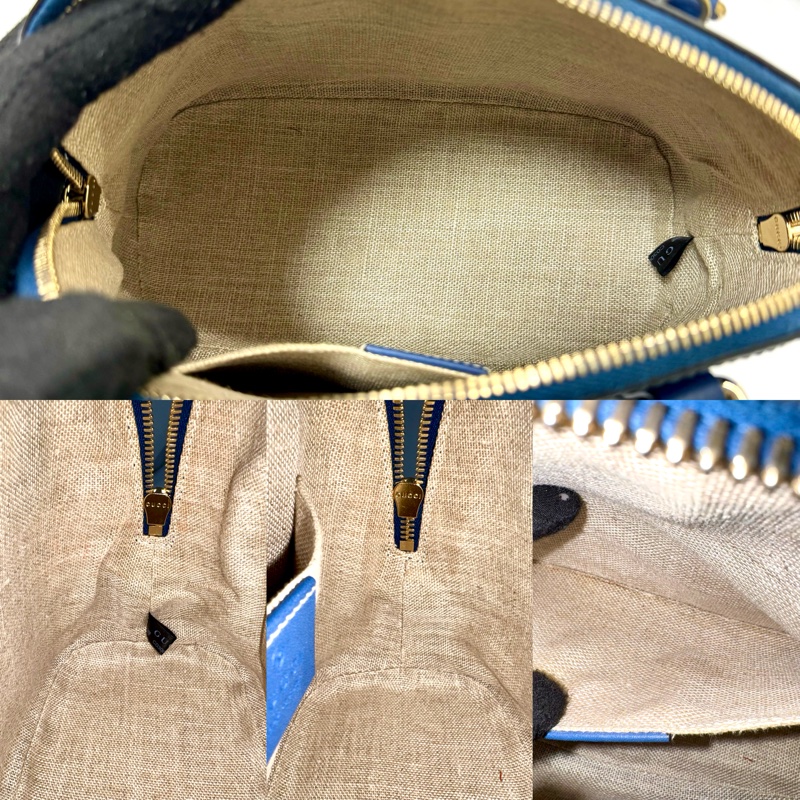 GUCCI 古馳 MicroGuccissima 壓紋皮革貝殼兩用包 藍色-5