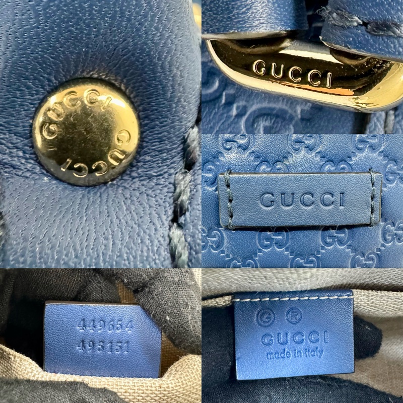 GUCCI 古馳 MicroGuccissima 壓紋皮革貝殼兩用包 藍色-8