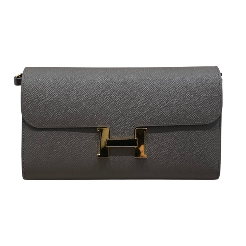 HERMES 愛馬仕 Y刻 CONSTANCE TO GO 手拿包 EPSOM皮革 灰色 金釦-1