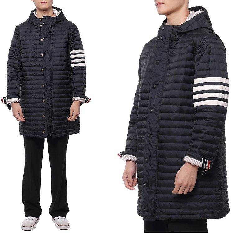 💎Han's house精品服飾💎 THom Browne TB 羽絨 連帽 外套 大衣 中版 黑 原價64000-5