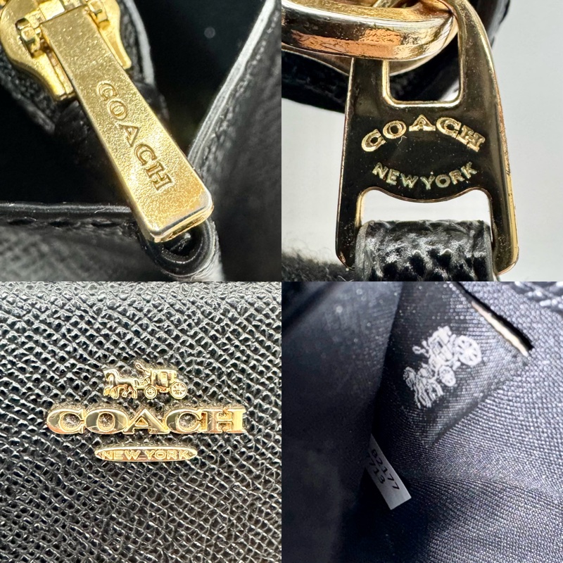 COACH 黑色皮革ㄇ字拉鍊長夾-5