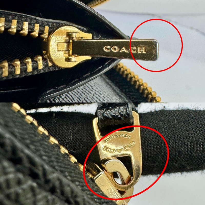 COACH 黑色皮革ㄇ字拉鍊長夾-6