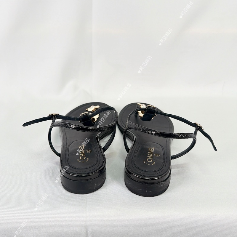 莉亞精品♡ Chanel山茶花夾腳涼鞋 #37.5 二手-4