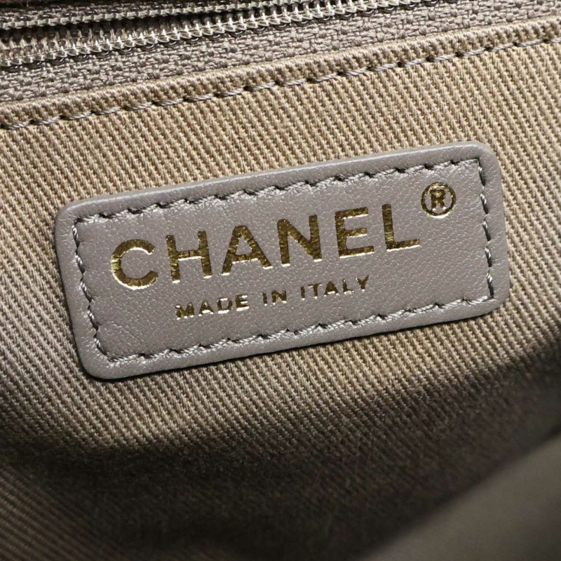 淺褐色牛皮 大型 口蓋 兩用包【CHANEL 香奈兒】-5