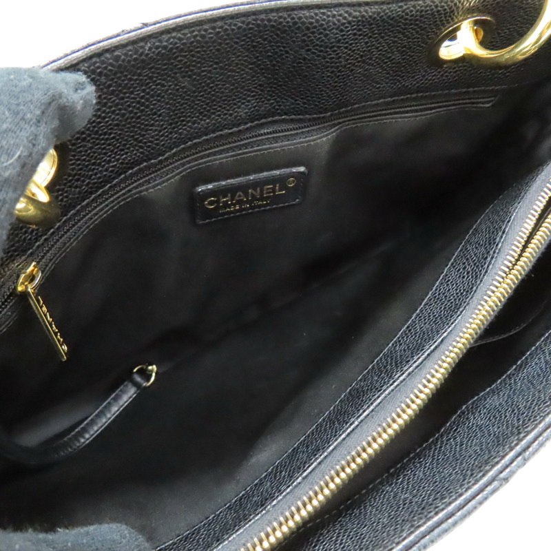 黑色 荔枝紋牛皮 GST Tote 手提包【CHANEL 香奈兒】 A50995-2