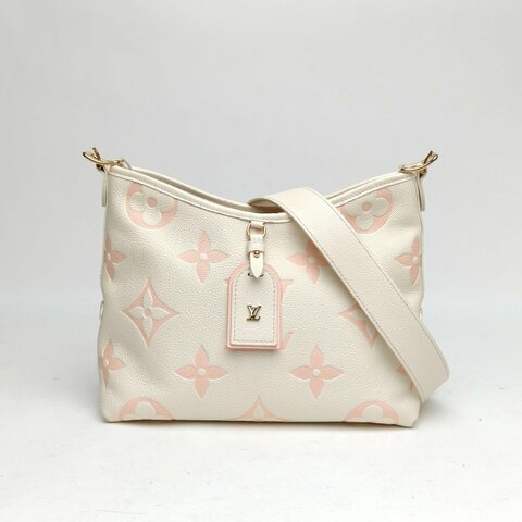 LOUIS VUITTON CARRYALL小號配子袋白色牛皮金扣晶片肩背包