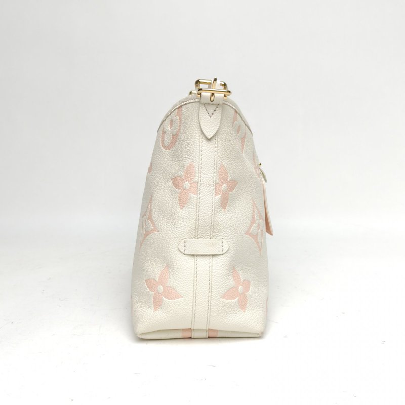LOUIS VUITTON CARRYALL小號配子袋白色牛皮金扣晶片肩背包-3