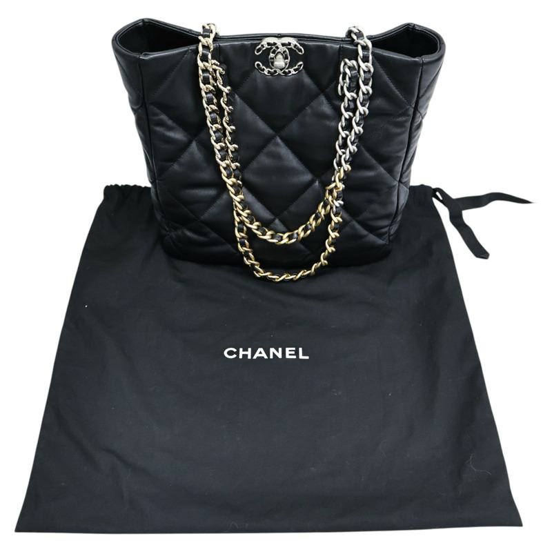 黑色 菱格紋 羊皮 19 肩背包【CHANEL 香奈兒】 AS3519-8
