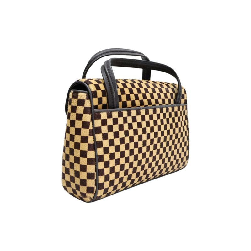 棕色 棋盤格 馬毛 Sauvage Lionne 手提包【LOUIS VUITTON LV 路易威登】 M92131-1