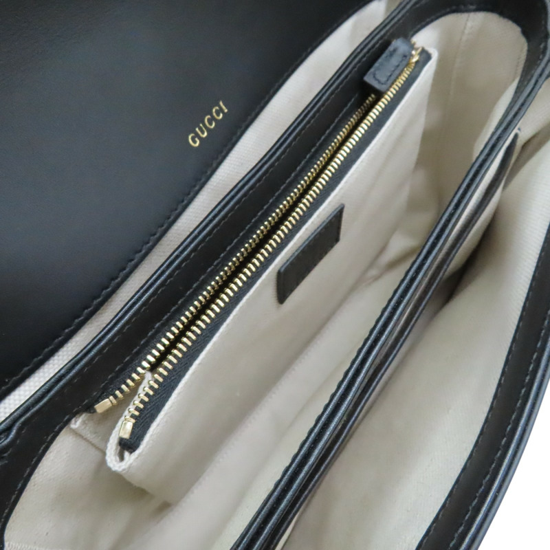 棕/黑色 牛皮 GG Supreme帆布 Horsebit 1955 肩背包【GUCCI 古馳】 815178-2