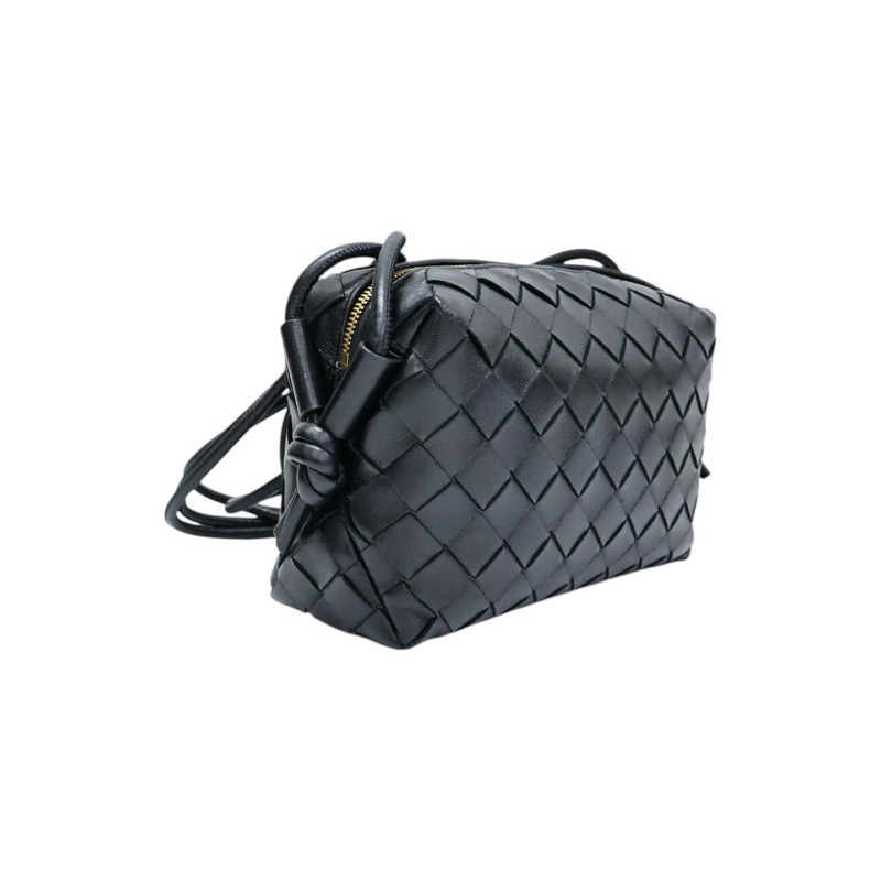 黑色 編織羊皮 Mini Loop Camera 肩背包【BOTTEGA VENETA BV 寶緹嘉】 723547-1