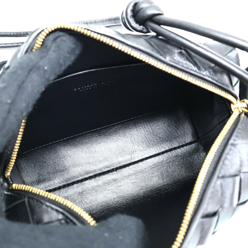黑色 編織羊皮 Mini Loop Camera 肩背包【BOTTEGA VENETA BV 寶緹嘉】 723547-2